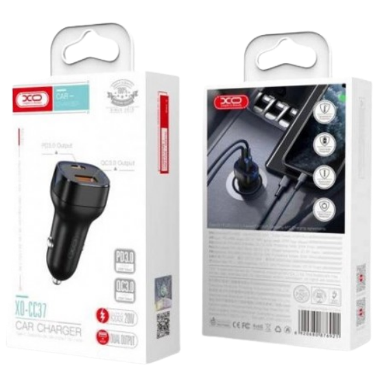 Автомобільний зарядний пристрій XO-CC37 1USB+PD 20W Black